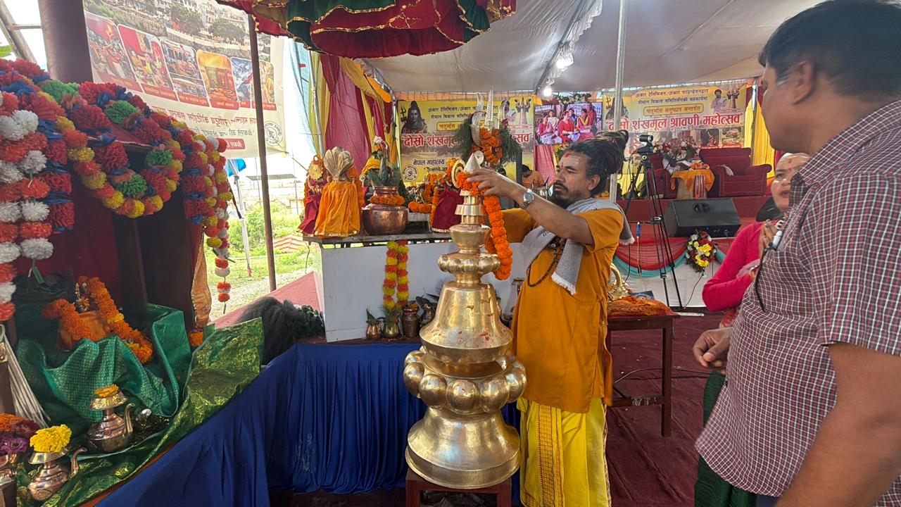 वागवती, मणिवती र रुद्रधारा शंखमूल त्रिवेणी संगममा ॐकारेश्वर गजुर स्थापना