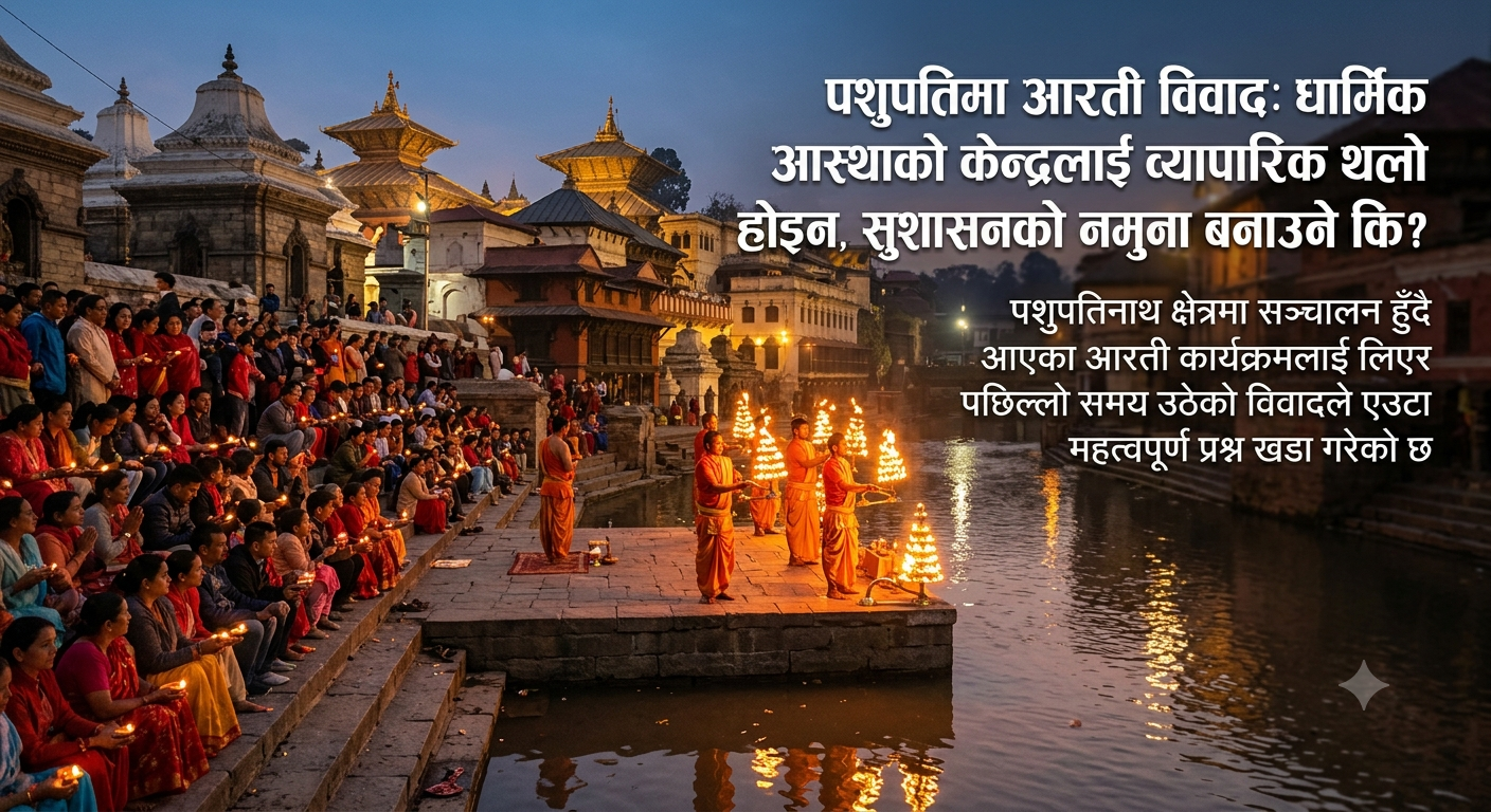 पशुपतिमा आरती विवाद: धार्मिक आस्थाको केन्द्रलाई व्यापारिक थलो होइन, सुशासनको नमुना बनाउने कि?