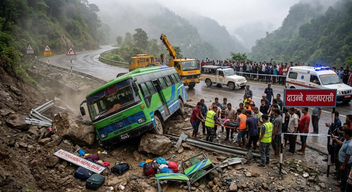 दाउन्ने बस दुर्घटनामा ६ जनाको मृत्यु, पाँच मृतकको पहिचान खुल्यो