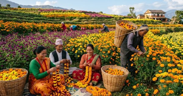 तिहार नजिकिँदै गर्दा सयपत्री र मखमली फूलको चटारो, बजारमा नेपाली उत्पादनको तयारी