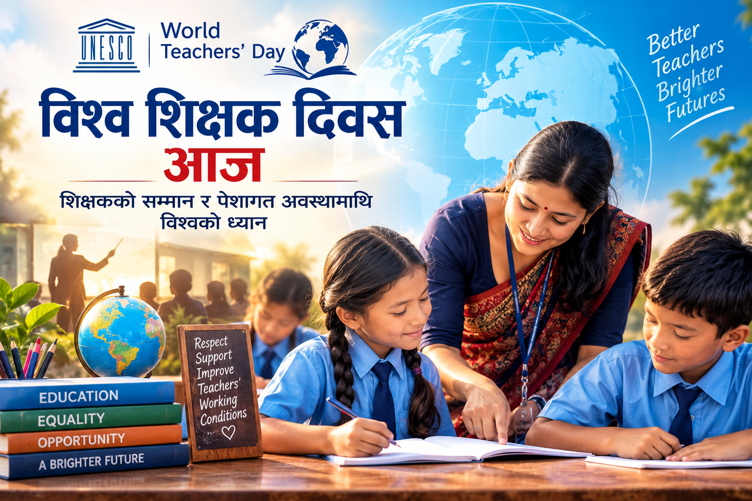 विश्व शिक्षक दिवस आज : शिक्षकको सम्मान र पेशागत अवस्थामाथि विश्वको ध्यान