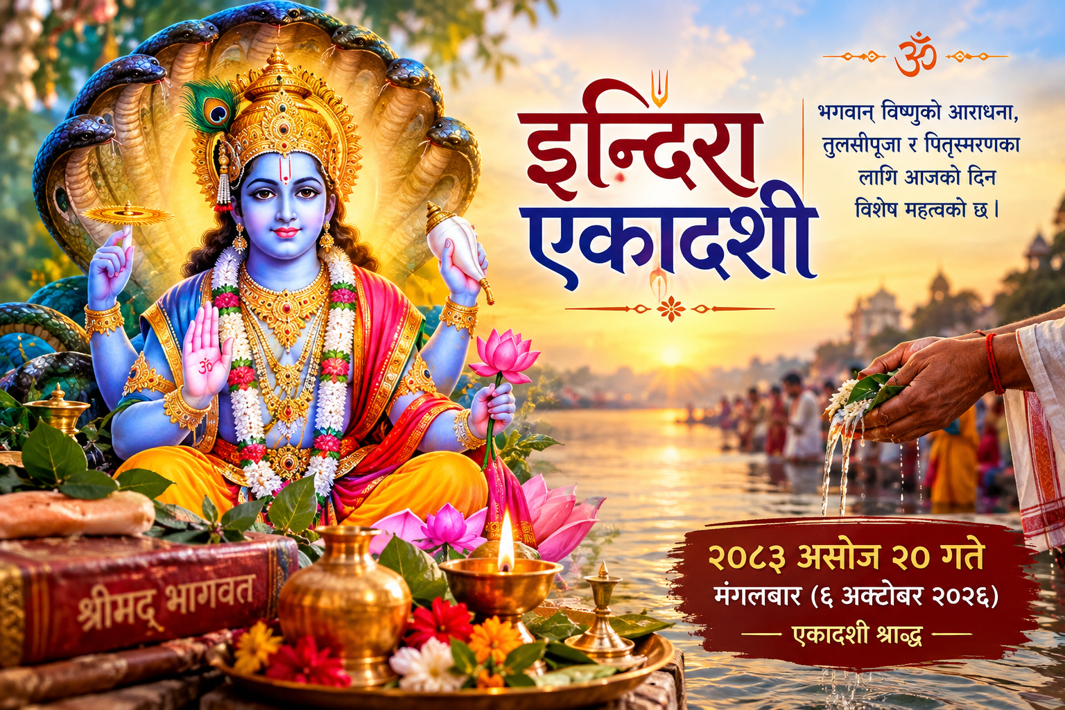 आज इन्दिरा एकादशी : भगवान् विष्णुको आराधना र पितृस्मरणका लागि विशेष दिन