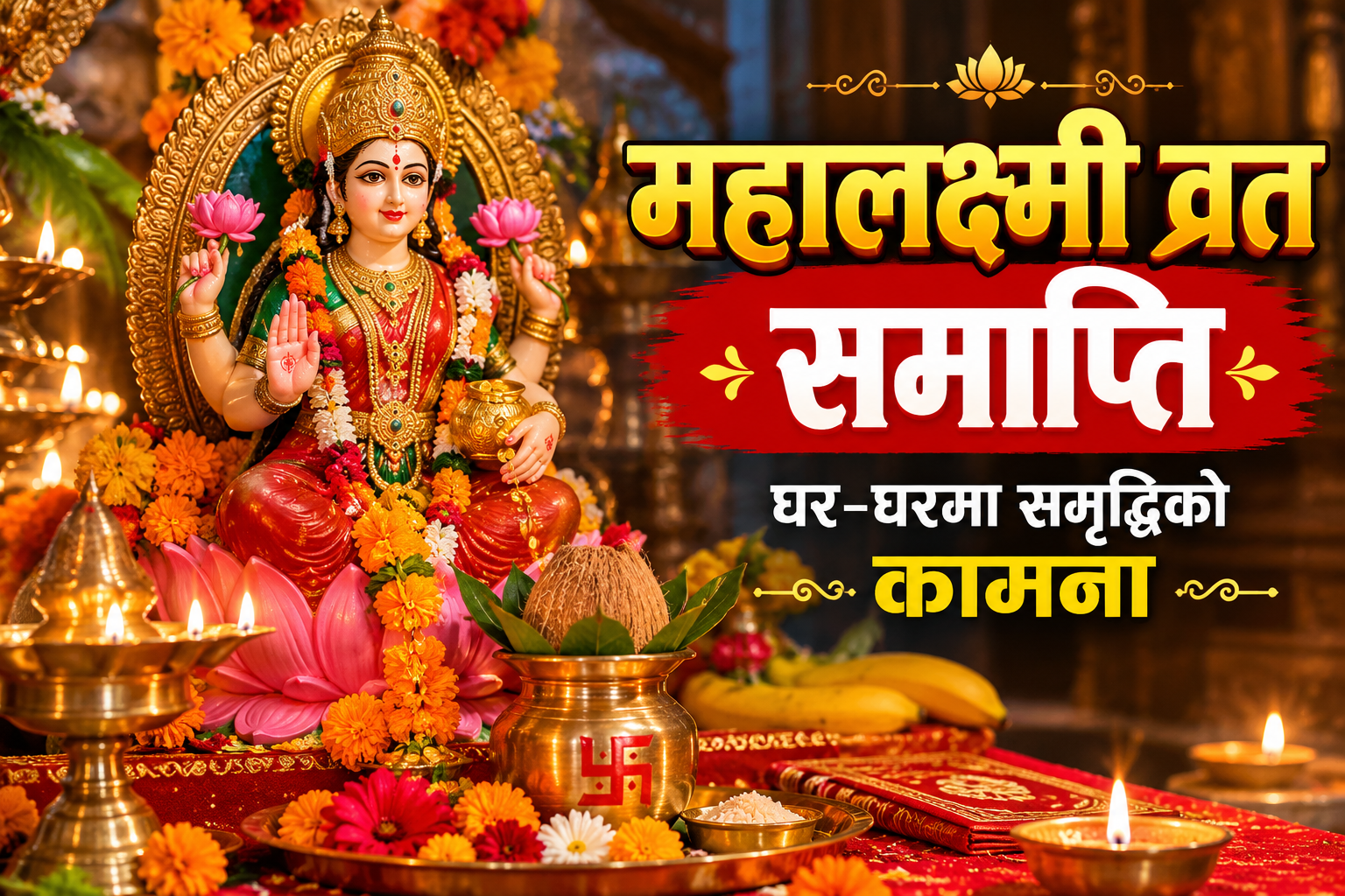 महालक्ष्मी व्रत आज समापन हुँदै, १६ दिने आराधनाको धार्मिक महत्व