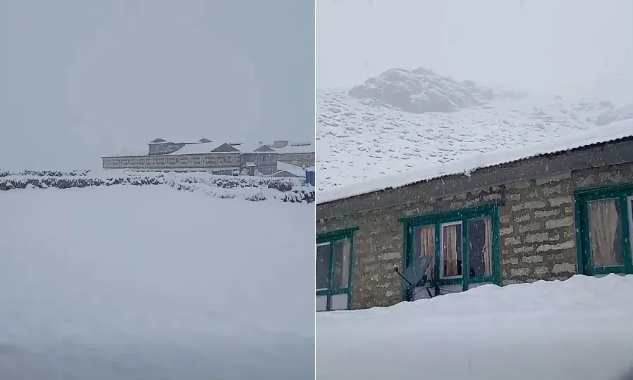 खुम्बुको दिङ्बुचेमा हिमपात, चिसो बढेसँगै पर्यटकलाई सतर्क रहन आग्रह